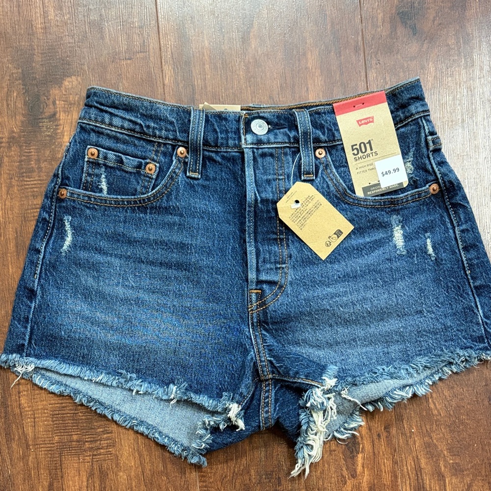 Levi's 501 Denim Cutoff Shorts - Medium Blue